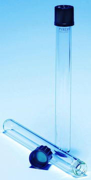 Pyrex&#174; glass culture tubes O.D. × L 22&#160;mm × 200&#160;mm, wall thickness 1.8&#160;mm, thread size 22&#160;mm , cap