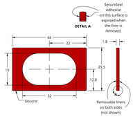 Grace Bio-Labs Press-To-Seal silicone isolator, PSA both sides wells, 1 (Rounded rectangle, 19mm x 32mm x 1.8mm depth), (Adhesive on both sides)