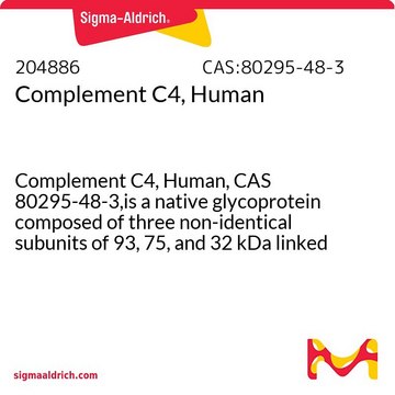 Complement C4, Human Complement C4, Human, CAS 80295-48-3,is a native glycoprotein composed of three non-identical subunits of 93, 75, and 32 kDa linked by disulfide bonds.