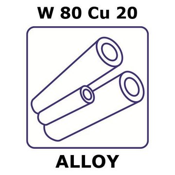 Tungsten-copper alloy, W80Cu20 180mm tube, 0.5mm outside diameter, 0.13mm wall thickness, 0.24mm inside diameter