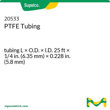 PTFE 管 tubing L × O.D. × I.D. 25&#160;ft × 1/4&#160;in. (6.35&#160;mm) × 0.228&#160;in. (5.8&#160;mm)