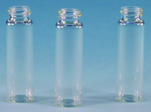 Vials, screw top, clear glass (vial only) volume 15&#160;mL, clear glass vial, thread for 18-400, pkg of 100&#160;ea