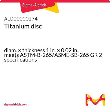 Titanium disc diam. × thickness 1&#160;in. × 0.02&#160;in., meets ASTM-B-265/ASME-SB-265 GR 2 specifications