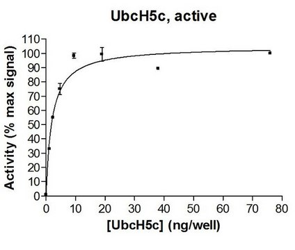 UbcH5c Protein, active, 10 &#181;g Active, full length, recombinant human UbcH5c. N-terminal HA, 6His-tagged. For use in Enzyme Assays. Functions as an E2 enzyme in ubiquitination assays.