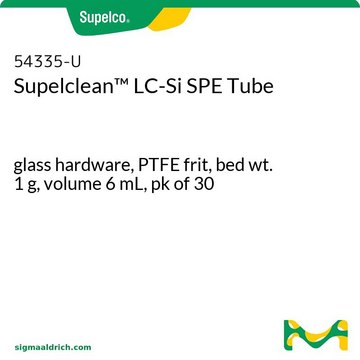 Supelclean&#8482; LC-Si SPE Tube glass hardware, PTFE frit, bed wt. 1&#160;g, volume 6&#160;mL, pk of 30