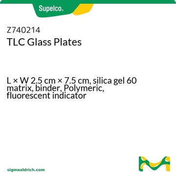 含F254指示剂TLC板 L × W 2.5&#160;cm × 7.5&#160;cm, silica gel 60 matrix, binder, Polymeric, fluorescent indicator