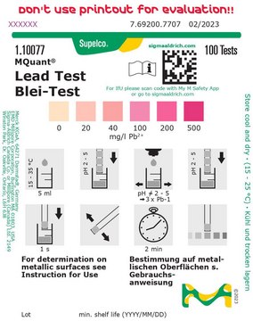 铅测试 colorimetric, 20-500&#160;mg/L (Pb), MQuant&#174;