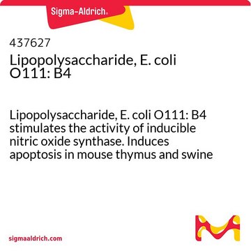 Lipopolysaccharide, E. coli O111: B4 Lipopolysaccharide, E. coli O111: B4 stimulates the activity of inducible nitric oxide synthase. Induces apoptosis in mouse thymus and swine lymphocytes