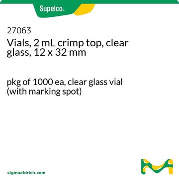 Vials, 2 mL crimp top, clear glass, 12 x 32 mm clear glass vial (with marking spot), pkg of 1000&#160;ea