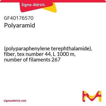 Polyaramid (polyparaphenylene terephthalamide), fiber, tex number 44, L 1000&#160;m, number of filaments 267