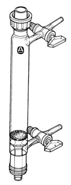 Filter funnel with drip-tip and two side-arms each equipped with a glass stopcock joint: ST/NS 14/20 M, capacity 100&#160;mL