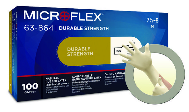 Microflex&#174; 63-864 Diamond Grip&#174; powder-free latex gloves size 6&#8209;61/2 S