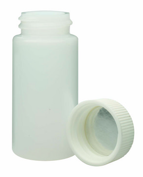 WHEATON&#174; liquid scintillation vial with seperate foil lined PP cap lips on vial transparent high-density polyethylene bottle, capacity (20&#160;mL), screw cap, case of 500&#160;ea Vials shrink-wrapped trays Screw caps in a separate sealed tray