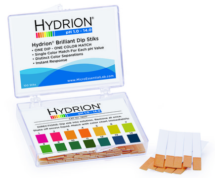 Hydrion&#174; Brilliant pH dip stiks pH range 1-14