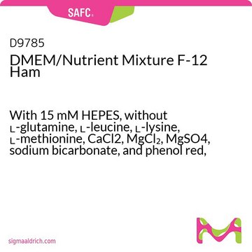 DMEM/营养混合物 F-12 Ham With 15 mM HEPES, without L-glutamine, L-leucine, L-lysine, L-methionine, CaCl2, MgCl2, MgSO4, sodium bicarbonate, and phenol red, powder, suitable for cell culture