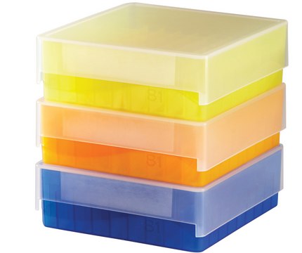 81-Well microtube storage box, for 1.5-2.0 mL tubes green, polypropylene