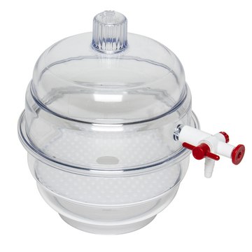SP Bel-Art® "Space Saver" Polycarbonate Vacuum Desiccator with Clear Polycarbonate Bottom volume 0.09 ft3