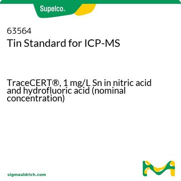 Tin Standard for ICP-MS TraceCERT&#174;, 1&#160;mg/L Sn in nitric acid and hydrofluoric acid (nominal concentration)