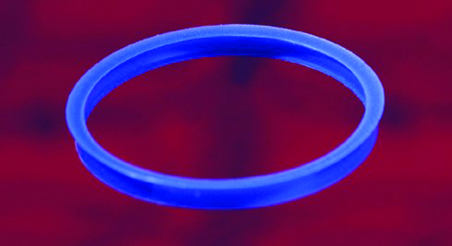 Pouring rings for Duran&#174; laboratory bottles GL 45 neck thread, blue polypropylene