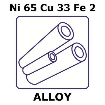 Monel&#174; alloy 400, Ni65Cu33Fe2 500mm tube, 1.5mm outside diameter, 0.25mm wall thickness, 1mm inside diameter, as drawn