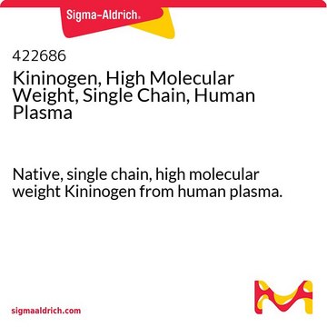 Kininogen, High Molecular Weight, Single Chain, Human Plasma Native, single chain, high molecular weight Kininogen from human plasma.