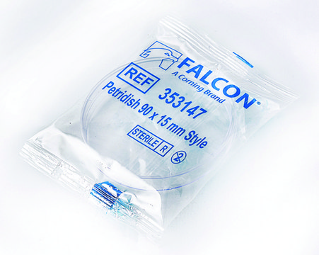 Falcon&#174; Petri Dish diam. × H 90&#160;mm × 15&#160;mm, sterile, polystyrene, with 3 vents, case of 500&#160;pieces (individually wrapped)