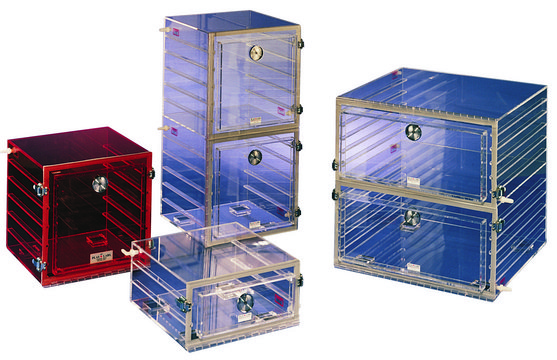 Plas-Labs desiccator cabinet, clear acrylic model 863-CG, W × D × H 24&#160;in. × 18&#160;in. × 24&#160;in.