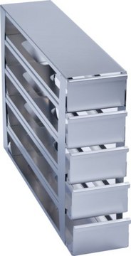 Eppendorf&#174; Drawer style stainless steel rack for CryoCube&#174; F740 upright freezers closed configuration for storage of 20 boxes up to 136 x 136 x 78 mm (3 inch boxes), 3-Compartment, external W × D × H (140&#160;mm) (563&#160;mm) (414&#160;mm)