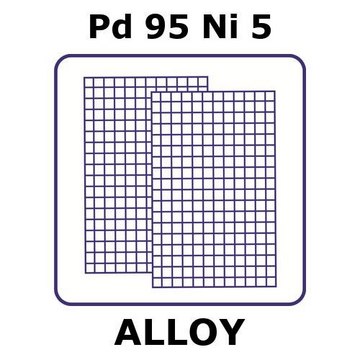 Palladium/Nickel mesh, Pd 95%/Ni 5%, nominal aperture 0.20&#160;mm, size 20 × 20&#160;mm, wire diameter 0.076 mm