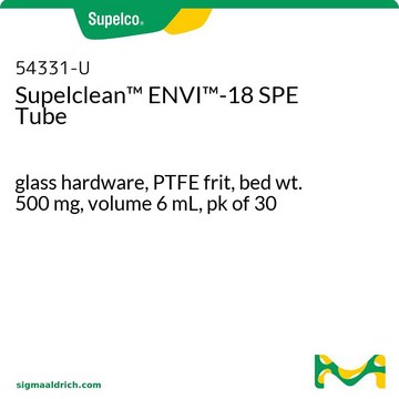 Supelclean&#8482; ENVI&#8482;-18 SPE Tube glass hardware, PTFE frit, bed wt. 500&#160;mg, volume 6&#160;mL, pk of 30