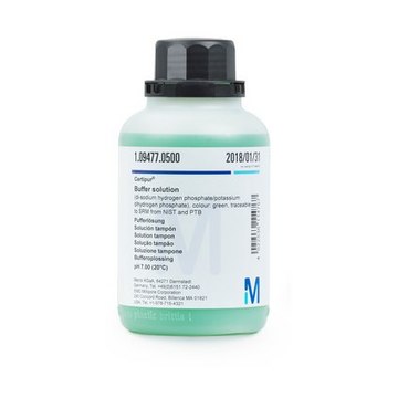 Buffer solution (di-sodium hydrogen phosphate/potassium dihydrogen phosphate), colour: green traceable to SRM from NIST and PTB pH 7.00 (20&#176;C) Certipur&#174;