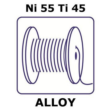 Nitinol wire, Ni55%/Ti45%, length 2 m, 0.125&#160;mm diameter, condition shape-memory alloy