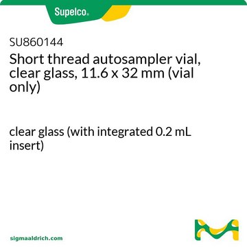 Short thread autosampler vial, clear glass, 11.6 x 32 mm (vial only) clear glass (with integrated 0.2 mL insert)