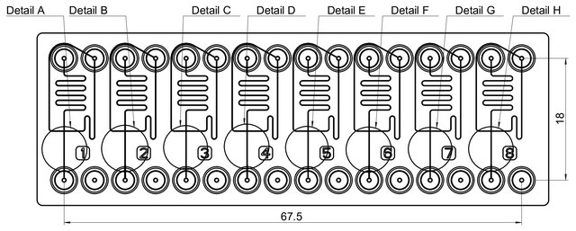 Droplet generator chip - Multi channel design Fluidic 440, COC