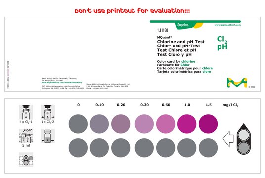 Chlorine and pH Test colorimetric, 0.10-1.5&#160;mg/L (Cl2), pH range 6.5-7.9, for use with MCOLORTEST&#174;