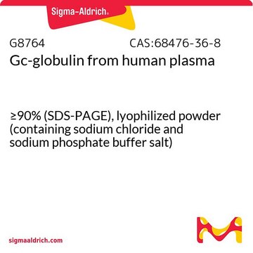 Gc-球蛋白 来源于人类血浆 &#8805;90% (SDS-PAGE), lyophilized powder (containing sodium chloride and sodium phosphate buffer salt)