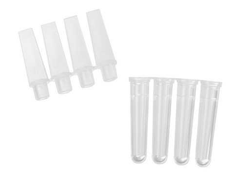 PCR排管 with strip caps, 4 per strip, size 0.1&#160;mL, clear, pkg of 10x250tubes/cs