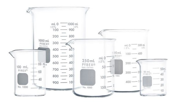 PYREX &#174; Griffin 烧杯 low form, assorted pack (contains 1 beaker of 5 different sizes)