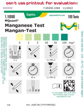 锰测试 colorimetric, Mn 2-100&#160;mg/L, MQuant&#174;