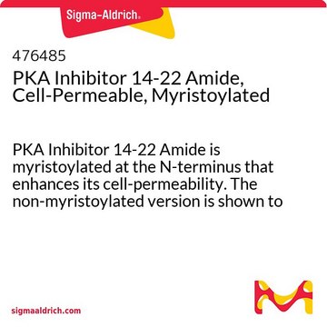 PKA抑制剂14-22酰胺，细胞可渗透，豆蔻酰化 PKA Inhibitor 14-22 Amide is myristoylated at the N-terminus that enhances its cell-permeability. The non-myristoylated version is shown to be a specific inhibitor of PKA (Ki = 36 nM).