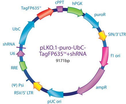 MISSION&#174; pLKO.1-puro-UbC-TagFP635&#8482; Positive Control Transduction Particles Contains a gene encoding TagFP635, under the control of the UbC promoter