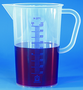 BRAND&#174; graduated beaker with handle and spout polypropylene, graduation, embossed, 50&#160;mL, accuracy: 2&#160;mL