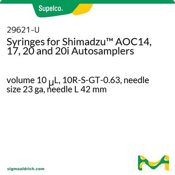 Syringes for Shimadzu&#8482; AOC14, 17, 20 and 20i Autosamplers volume 10&#160;&#956;L, 10R-S-GT-0.63, needle size 23 ga, needle L 42&#160;mm