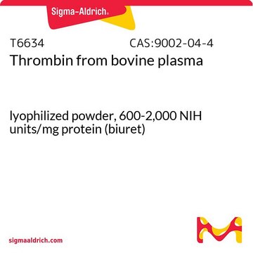 凝血酶 来源于牛血浆 lyophilized powder, 600-2,000&#160;NIH units/mg protein (biuret)