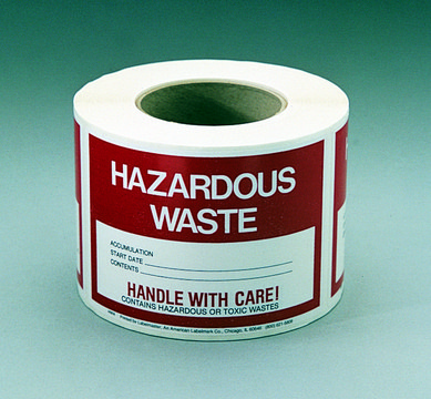 Hazardous accumulation labels 4 × 6 in. Roll of 500