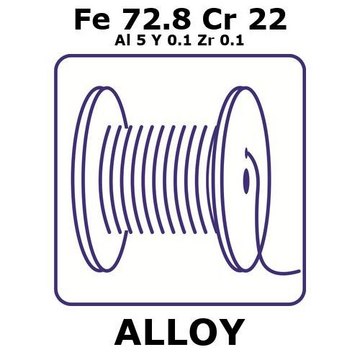 Fecralloy - Iron-Chromium, Fe72.8Cr22Al5Y0.1Zr0.1 200m wire, 0.125mm diameter, as drawn