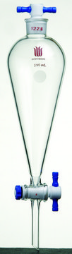 Synthware&#8482; Squibb-style separatory funnel with PTFE stopcock and PTFE stopper 100 mL, top joint: ST/NS 14/20