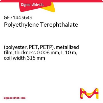 Polyethylene Terephthalate (polyester, PET, PETP), metallized film, thickness 0.006 mm, L 10 m, coil width 315 mm