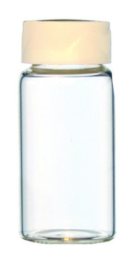 KIMBLE&#174; scintillation vials with attached cork backed foil lined urea cap lips on vial transparent borosilicate glass bottle, vial capacity (20&#160;mL), screw cap