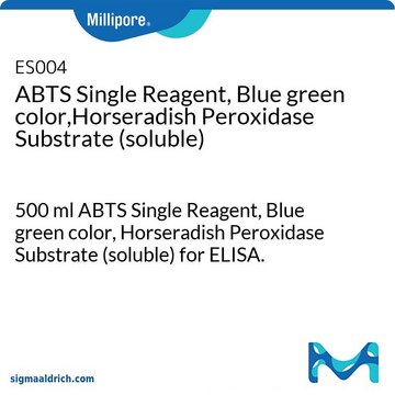 ABTS Single Reagent, Blue green color,Horseradish Peroxidase Substrate (soluble) 500 ml ABTS Single Reagent, Blue green color, Horseradish Peroxidase Substrate (soluble) for ELISA.